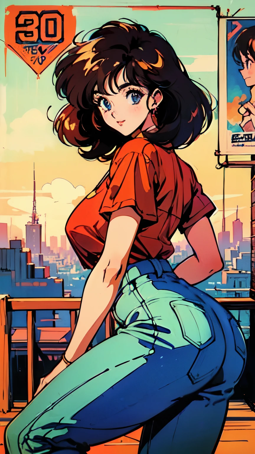 (80's, Retro, City Pop Poster:1.5), (Album cover), (masterpiece, Highest quality), (anime, figure),
Best Photo Poses, Dynamic Angle, Cowboy Shot, blonde Russian girl, 19 years old, Large Breasts, Wide Hips, Perky ass, Round ass,
girl, alone, smile, A perfect eye for detail, Delicate face, blue eyes,
High Fashion,