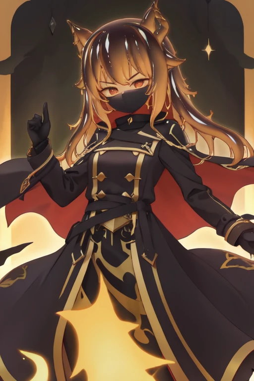 Waifu dragon slime adulta, busto grande,
with light armor and a dark trench coat, energi mask, obsidian sword (hd)