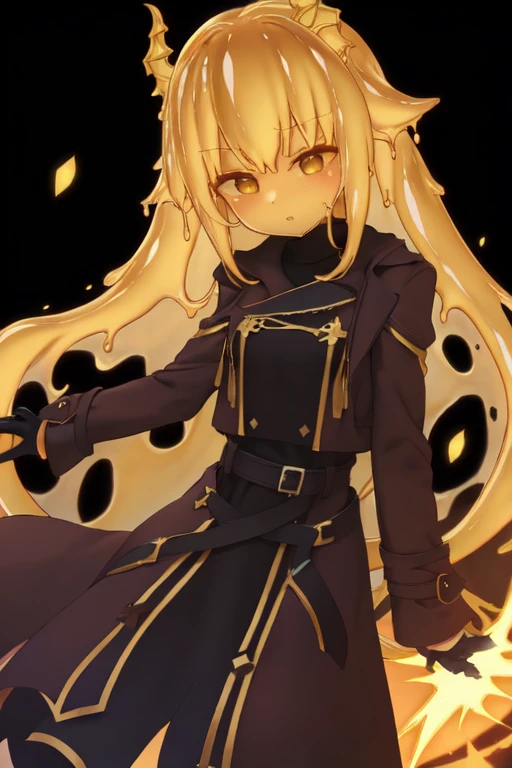 Waifu dragon slime adulta, busto grande,
 with light armor and a dark trench coat, energi mask, obsidian sword (hd)