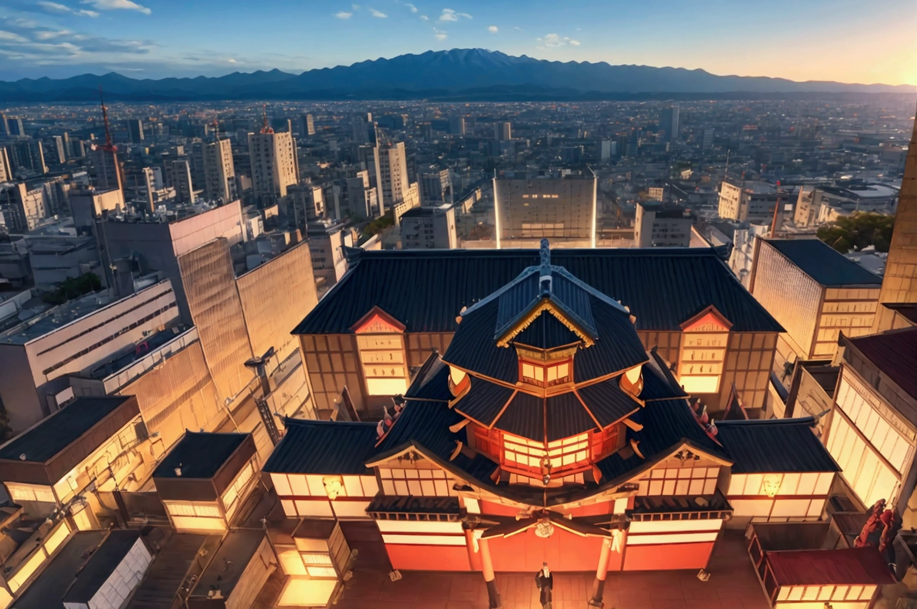 panoramic:1.2, ((A Demon Castle with a bright future in Hakata, Fukuoka Prefecture.16K)), masterpiece:1.3, best quality:1.2.