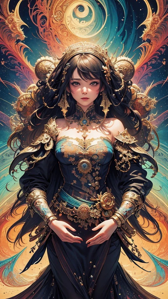 (masterpiece, top quality, best quality, official art, beautiful and aesthetic:1.2), (1girl), extreme detailed,(fractal art:1.3),colorful,highest detailed