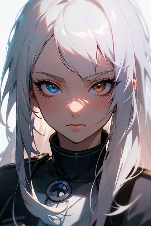 a beautiful white-haired anime girl from My Hero Academia, UA , long white hair, heterochromia - right eye blue, left eye brown, scar under right eye, detailed face, beautiful detailed eyes, beautiful detailed lips, extremely detailed eyes and face, long eyelashes, photorealistic, 8k, highly detailed, cinematic lighting, dramatic colors, atmospheric, Makoto Shinkai art style