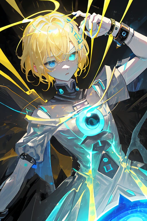 kor:8 years Appearance: body hair: Short and blonde, slightly goosebumps when using your powers.
eyeballs: blue, which faintly glow yellow when he uses his electricity.
Accessories: Wear a watch on your wrist that monitors your bioelectricity levels.
vestimentas: Wears Anya's . Her casual clothes are yellow and blue., typical of a normal .
sex: masculine, he is a boy dude! a human boy. a human boy..