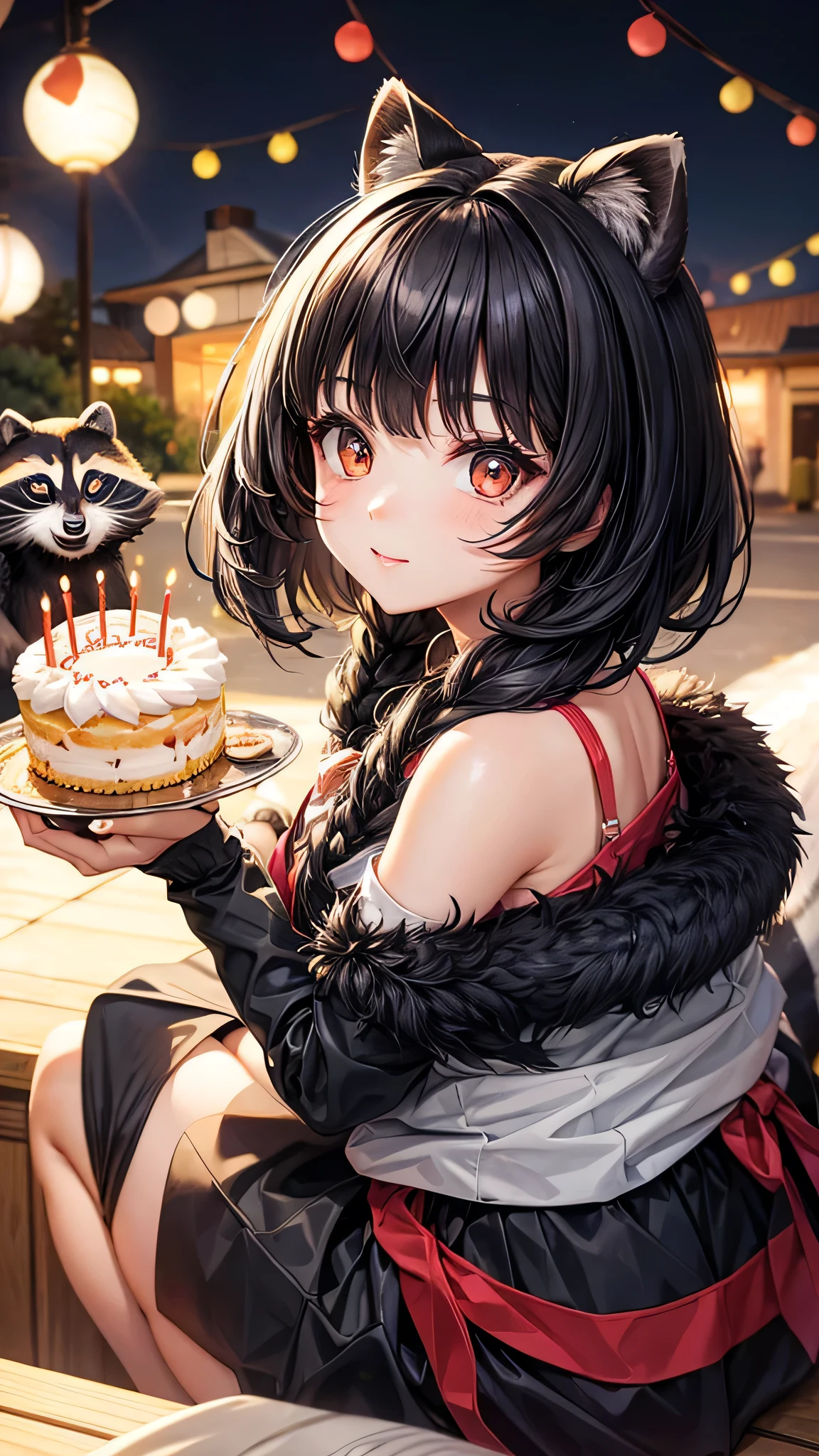 Raccoon Girl,Black Hair,birthday