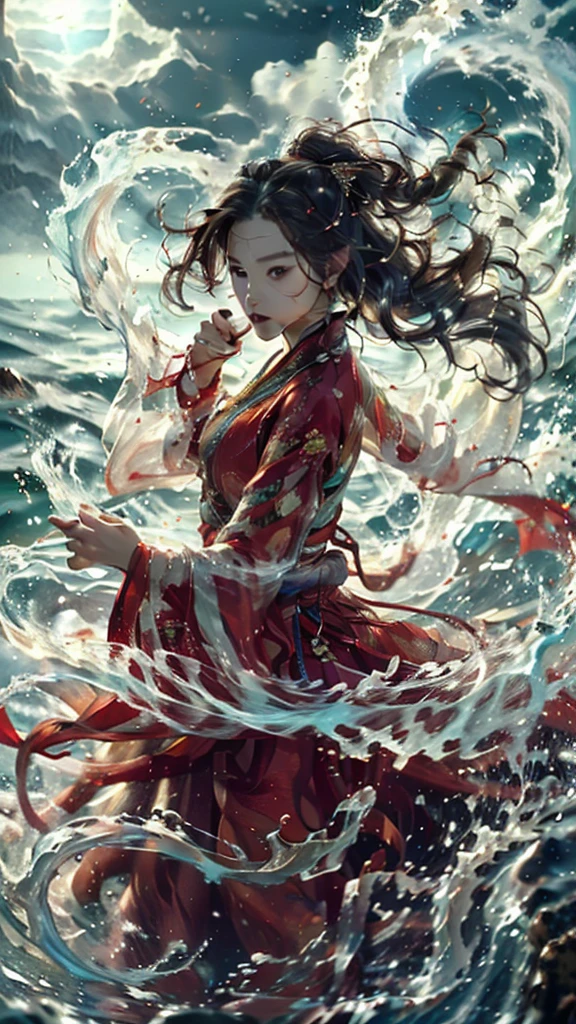 haifeisiv6,anime,a woman in a red dress is in the water,beautiful render of tang dynasty,greg rutkowski highly detailed,sea spray,ultra realistic concept art,liquid light,asian sun,azure waves of water,peacefully drinking river water,whirling,ride the wind and waves,
Best quality,masterpiece,ultra high res,wonderful colors, marvelous composition, ambient atmosphere, intricate, dynamic, rich deep color, cinematic, extremely complex, vibrant, magical scenic full focus, professional, fantastic, surreal, beautiful, dramatic, inspiring, fascinating, epic