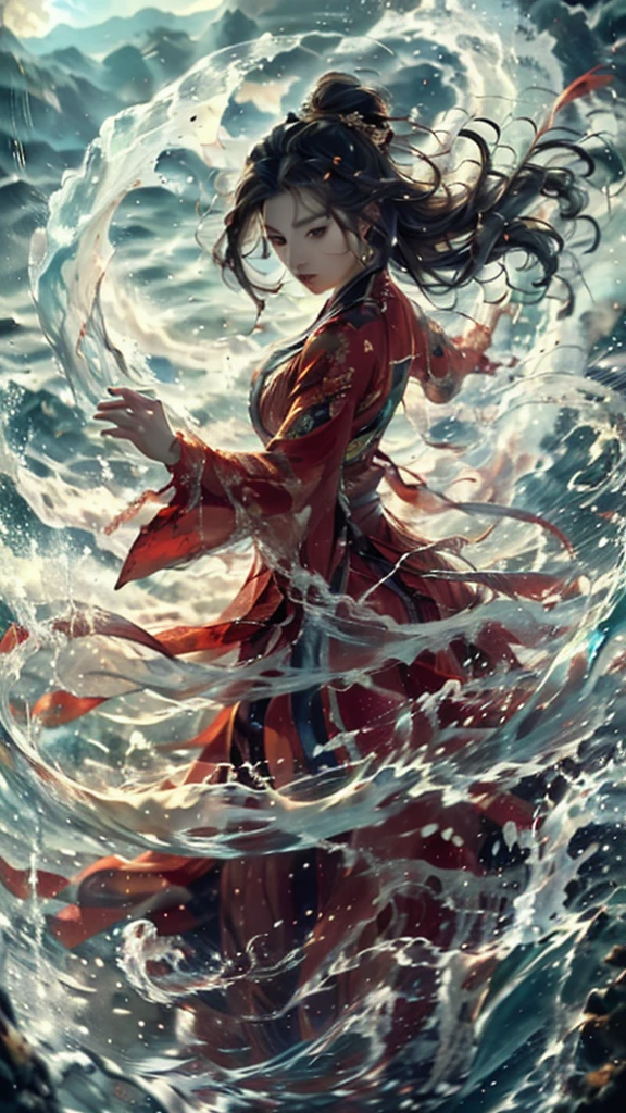 haifeisiv6,anime,a woman in a red dress is in the water,beautiful render of tang dynasty,greg rutkowski highly detailed,sea spray,ultra realistic concept art,liquid light,asian sun,azure waves of water,peacefully drinking river water,whirling,ride the wind and waves,
Best quality,masterpiece,ultra high res,wonderful colors, marvelous composition, ambient atmosphere, intricate, dynamic, rich deep color, cinematic, extremely complex, vibrant, magical scenic full focus, professional, fantastic, surreal, beautiful, dramatic, inspiring, fascinating, epic