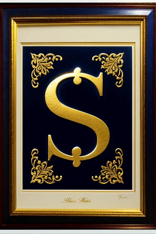 ((Best Quality)), ((masterpiece)), (detailed), of a gold letter with beautiful lithograph in night blue, where it says 42nd anniversary and it is clearly visible