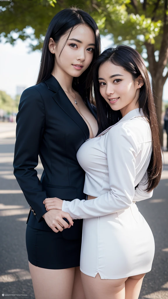 (masterpiece:1.2, top-quality), (realistic, photorealistic:1.4), beautiful illustration, (natural side lighting, movie lighting),
looking at viewer, cowboy shot, front view, 1 girl, japanese, high school girl, perfect face, cute and symmetrical face, shiny skin, babyface,
(long hair, straight hair, silver hair), hair between eyes, purple eyes, (middle breasts, seductive thighs, big ass), piercings,
beautiful hair, beautiful face, beautiful detailed eyes, beautiful clavicle, beautiful body, beautiful chest, beautiful thigh, beautiful legs, beautiful fingers,
((long sleeves, white collared shirt, black suit jacket, black pencil mini skirt), id card, strap, black high heels),
(beautiful scenery), evening, park, walking, (lovely smile, upper eyes), big tits, ((high resolution face)), plump, protruding ass, thick body, wide hips