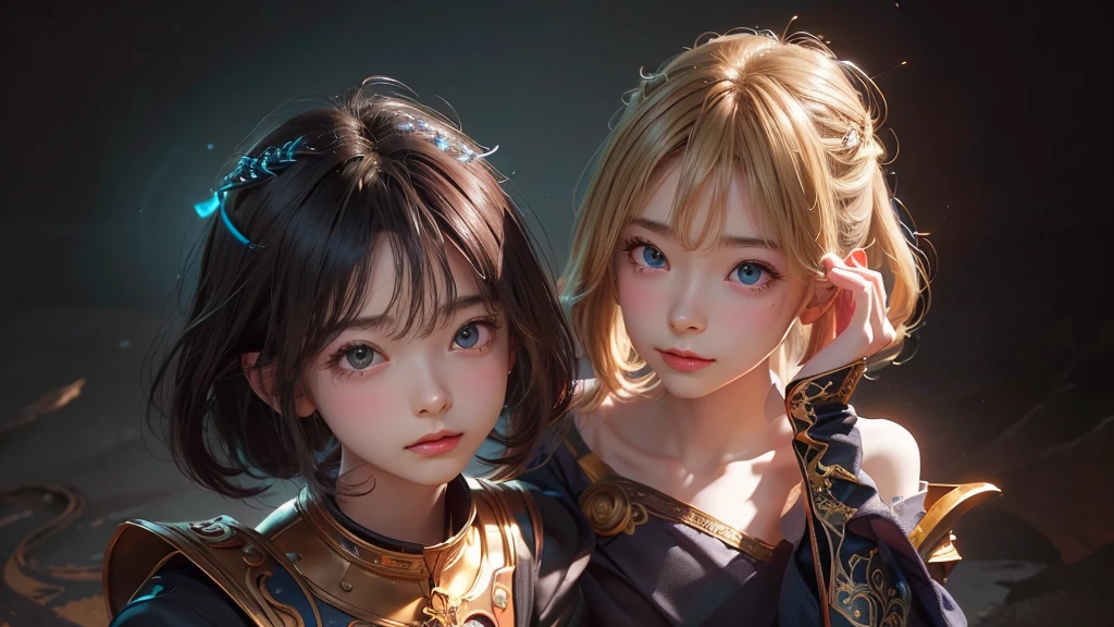 Polychrome,, night, dark, blonde, Show Viewer, In-person audience, Limited Edition Palette, Dragon Background, Shine,(Highly detailed CG Unity 8k wallpaper),(masterpiece), (Highest quality), (Vaporwave Style), (Super detailed), (Best illustrations),(Best Shadow),Perfect lighting , Perfect Anatomy , Vibrant colors、