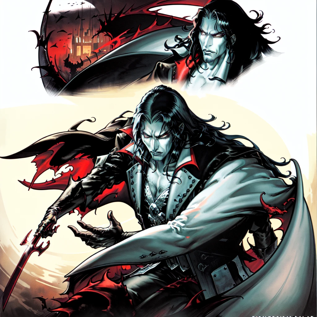 You are invited to delve into the mind and experiences of Alucard, unraveling the nuances of his dark duality. Write a narrative that delves into Alucard's internal conflict, exploring his feelings, motivations, and challenges as he navigates through Dracula's Castle.

Bring to life the key moments of Alucard's story, such as his awakening from a long slumber, encounters with other characters, discovery of new abilities, and battles against dark creatures. Explore his relationship with his father, Dracula, and the consequences of his cursed heritage.

Alucard is a skilled warrior, capable of wielding a variety of weapons and magic. Describe his epic battles against powerful enemies and how he faces the obstacles that arise in his path.

Furthermore, delve into Alucard's reflections on his own identity and purpose. How does he deal with his dark side and the temptation to embrace his vampiric lineage? How does he balance his quest for redemption with the need to protect the innocent?

As the narrative unfolds, you can explore themes such as redemption, duality, morality, and the power of choice. Develop the gothic and dark world of Dracula's Castle, creating an immersive atmosphere filled with mysteries.

Capture the complexity of Alucard's character, his internal motivations, and the evolution of his journey. Leave room for surprising twists and emotional moments that define this iconic figure from the game.

Bring Alucard and his dark duality to life, transporting readers to the world of Castlevania: Symphony of the Night as they delve into the rich psychology and adventures of this captivating character.