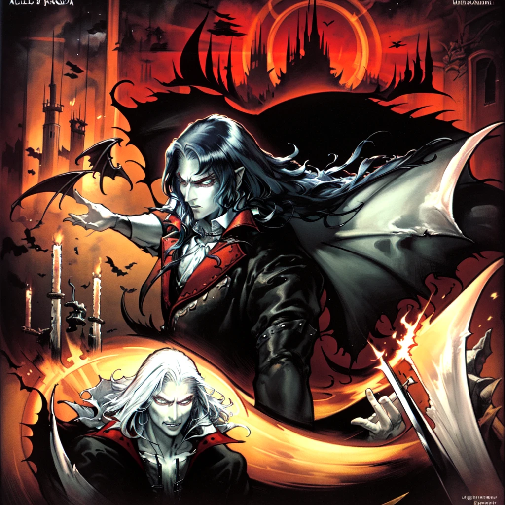 You are invited to delve into the mind and experiences of Alucard, unraveling the nuances of his dark duality. Write a narrative that delves into Alucard's internal conflict, exploring his feelings, motivations, and challenges as he navigates through Dracula's Castle.

Bring to life the key moments of Alucard's story, such as his awakening from a long slumber, encounters with other characters, discovery of new abilities, and battles against dark creatures. Explore his relationship with his father, Dracula, and the consequences of his cursed heritage.

Alucard is a skilled warrior, capable of wielding a variety of weapons and magic. Describe his epic battles against powerful enemies and how he faces the obstacles that arise in his path.

Furthermore, delve into Alucard's reflections on his own identity and purpose. How does he deal with his dark side and the temptation to embrace his vampiric lineage? How does he balance his quest for redemption with the need to protect the innocent?

As the narrative unfolds, you can explore themes such as redemption, duality, morality, and the power of choice. Develop the gothic and dark world of Dracula's Castle, creating an immersive atmosphere filled with mysteries.

Capture the complexity of Alucard's character, his internal motivations, and the evolution of his journey. Leave room for surprising twists and emotional moments that define this iconic figure from the game.

Bring Alucard and his dark duality to life, transporting readers to the world of Castlevania: Symphony of the Night as they delve into the rich psychology and adventures of this captivating character.