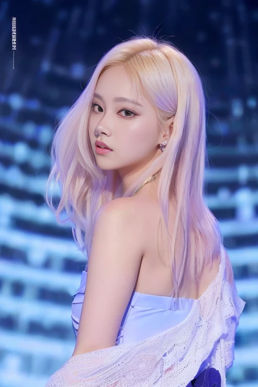 un primer plano de una persona con cabello largo y rubio y un vestido, parque roseanne de blackpink, portrait of jossi de blackpink, Jaeyeon Nam, Lalisa Manobal, kim doyoung, jossi de blackpink, Lalisa Manoban de Blackpink, sun yunjoo, con pelo largo y blanco, su cabello es blanco, jinyoung shin, Heonhwa Choe