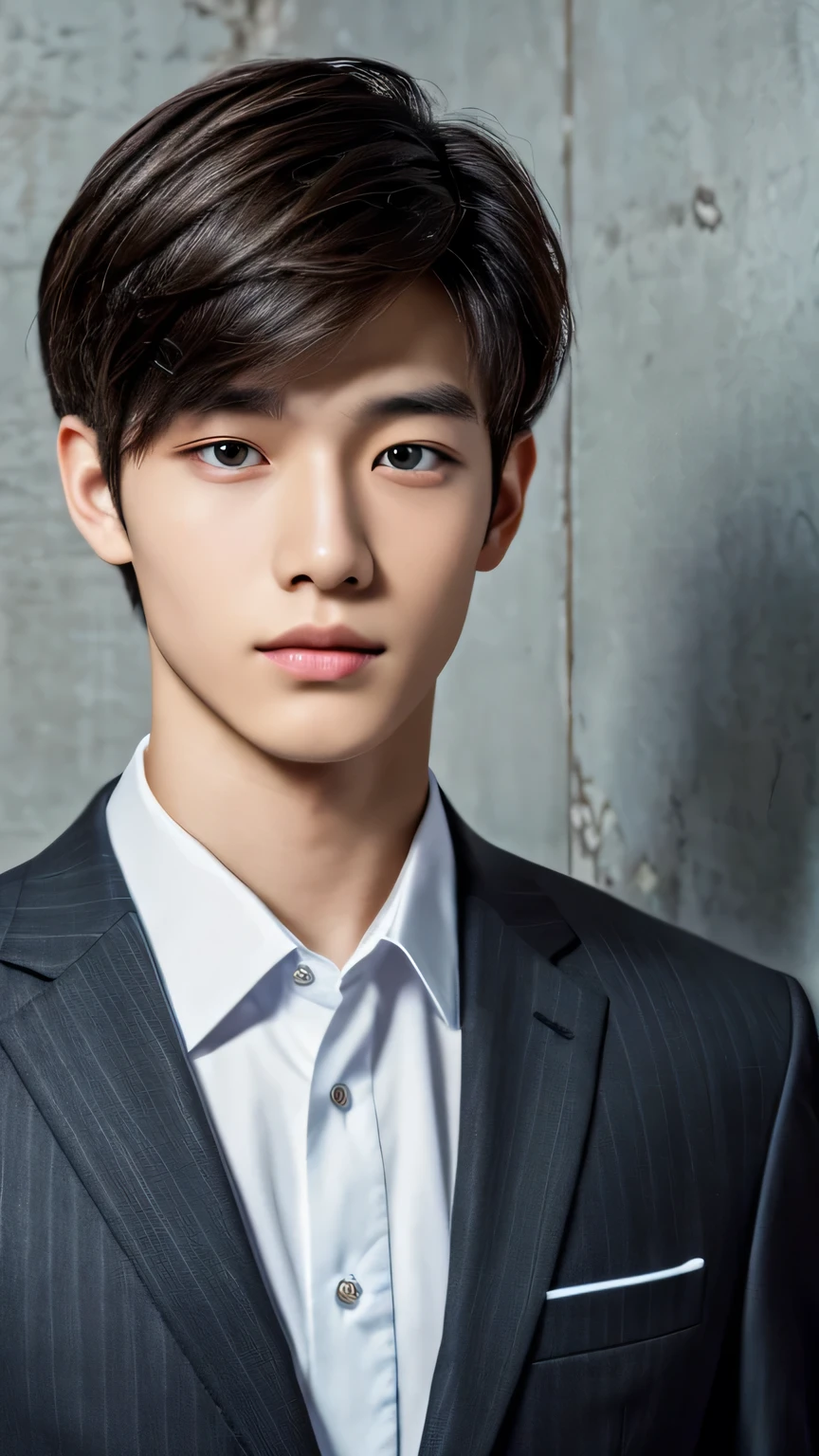 Highest quality, masterpiece, Ultra-high resolution, (Realistic: 1.4), Original photo, wallpaper, Head Photo, skin, Simple Background, Iris, detailed, Selfie, 1 boy, 18-year-old, good looking, Wind,night、suit