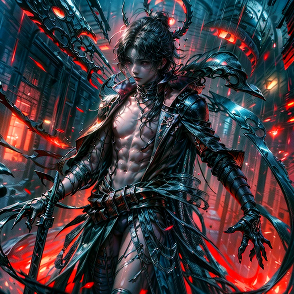 anime character with sword and armor in an urban setting, Epic fantasy digital art style, epic fantasy art style hd, shadowverse style, 2. 5 d cgi anime fantasy artwork, full portrait of the magic knight, epic anime art, epic fantasy art style, anime fantasy artwork, 坏蛋动漫8 K, anime fantasy illustration, handsome guy in demon slayer art, 由杨J. (male: 1.5),Extremely detaild, intricate, 8k, HDR, naturallight, cinematic lighting, masterpiece-anatomy-perfect, ultra HD, Unreal Engine, RAW photo, metallic, professional, ultra-fine painting, perfect body proportions, anatomically correct, uhd, real texture material, Anti-Aliasing, FKAA, TXAA, RTX, SSAO, Post Processing, Post Production, Tone Mapping, CGI, VFX, SFX, hyper maximalist, Volumetric, ultra photorealultra-detailed intricate details.
