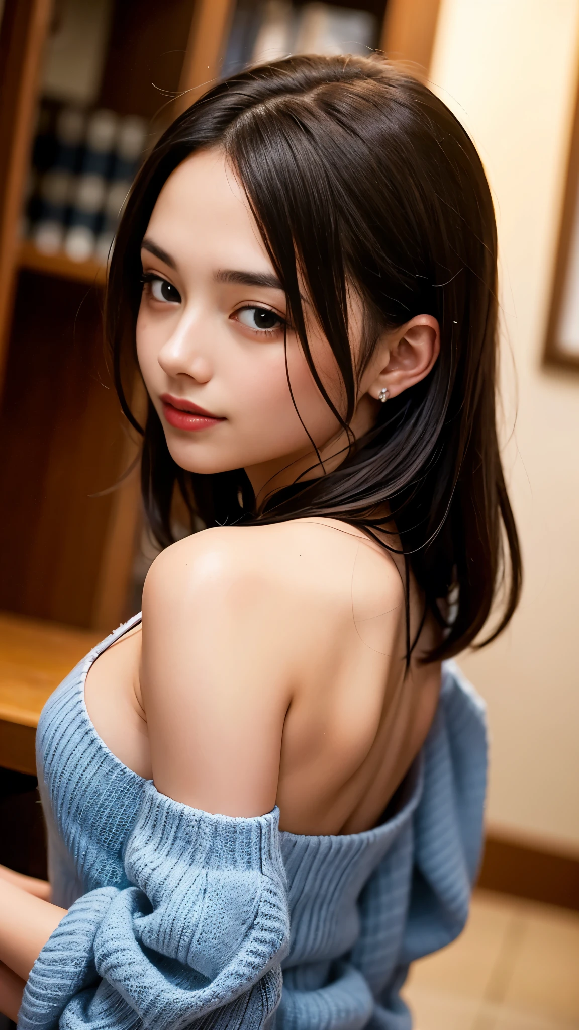 ((Beautiful girl does it in her boyfriend's room:1.4)), (((A single photo))), (8k, RAW Photos, Highest quality, masterpiece:1.2), Looking at the audience, Viewed from the front, Beautiful white skin, knees, Absurd face is small, Part your bangs down the middle, The forehead is visible, Glare, ((Cute and happy face:1.3)), Ultra-high resolution, ((No underwear on:1.3)), ((Slender body line)), (Outstanding proportions), high school girl, (Idolフェイス, Baby Face:1.65), Japanese women, Are standing, (Photorealistic:1.37), Photon Mapping, Realistic, Cute and small face, Brown eyes, prospect, Written boundary depth, Blurred Background, (I can see the bangs), Silky smooth hair, (Firm stomach:1.3), (Beautiful and slim thighs:1.4), Small beautiful , (Curved waist), thigh, Nogizaka idol, Idol, (Detailed hands:1.4, Accurate hands:1.4, Beautiful little hands of a girl:1.3), (Firm and beautiful brea), Super quality, Low people, (Clear white skin, Skin with visible pores:1.2), (Focus on the face), Check and correct the garment construction, (Perfect Anatomy:1.4), (Detailed eyes and face:1.3, Professional photography techniques), (Detailed arms and legs:1.4)