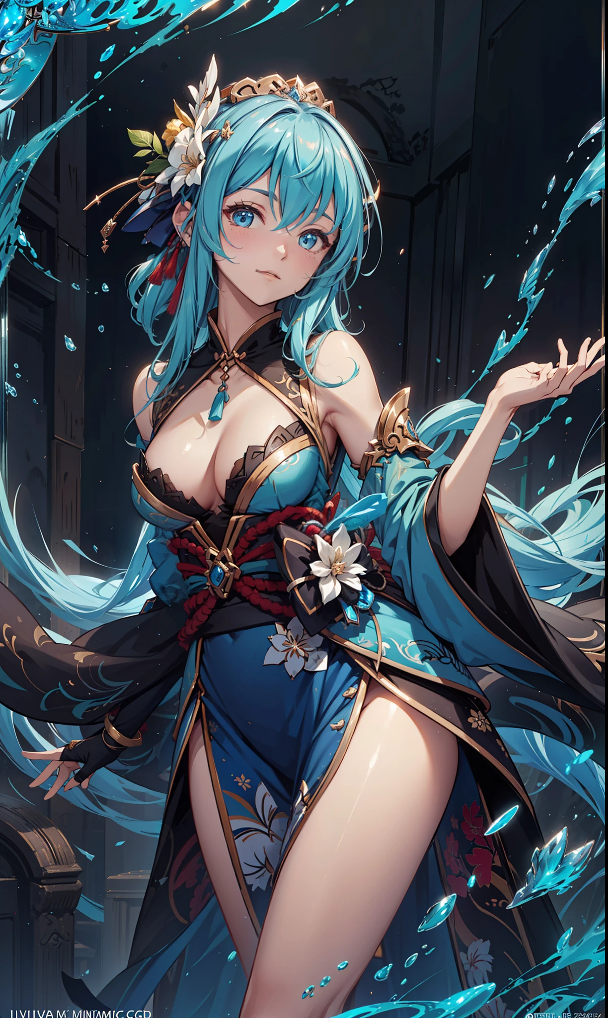 (best quality, high resolution, Textured Skin, high quality, High Detail,Extremely detailed CG unification),,Lively,obsessed,Dynamic Angle,whole body,Adventurer Set,Dress nicely,Elegant and charming gesture,Sexual suggestion,In the abyss,Genshin style clothing,Decorations,super ultra detail