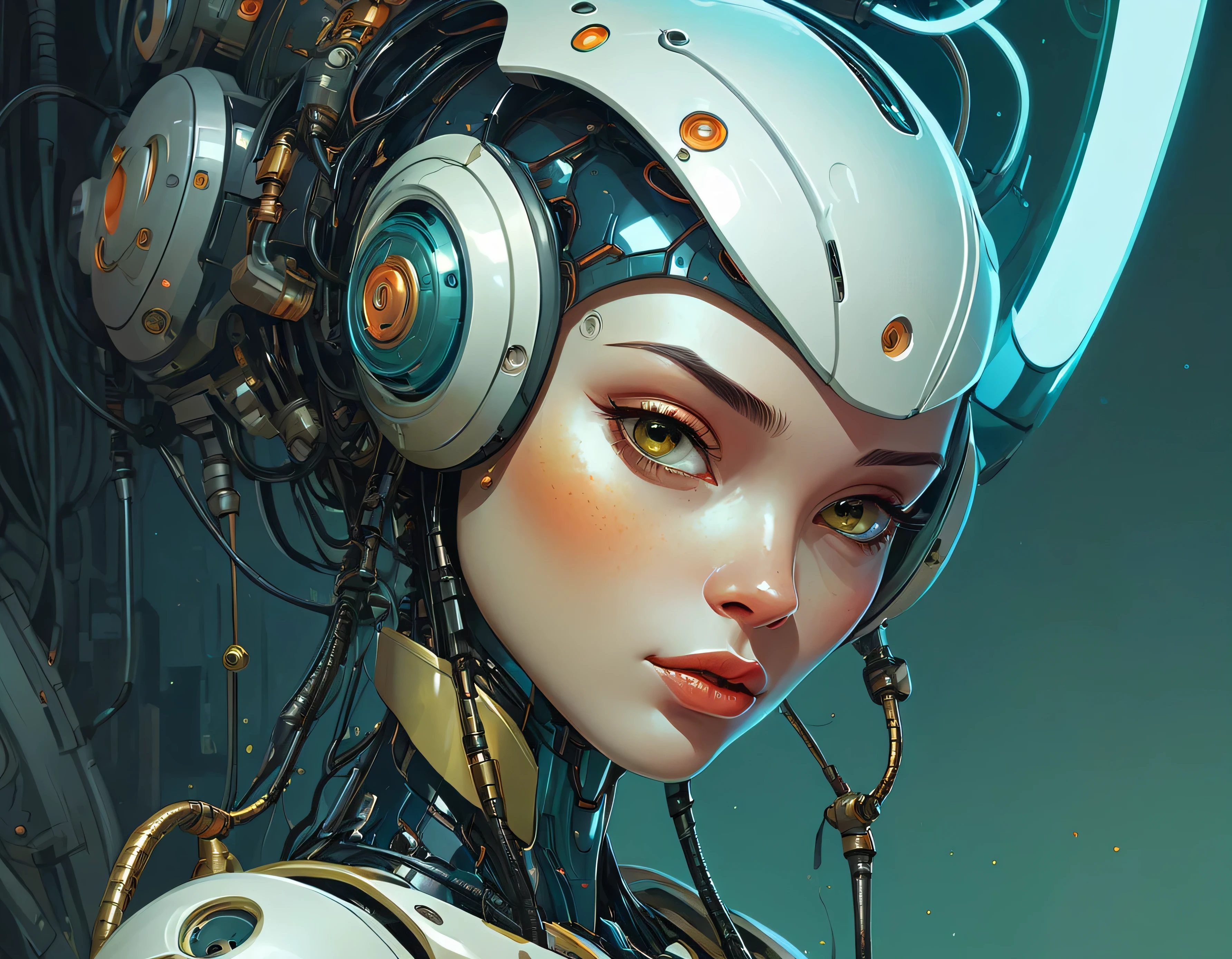 Hornyfier a study of cell shaded protrait of female robot, llustration, post grunge, concept art by josan gonzales and wlop, by james jean, Victo ngai, David Rubï¿½n, Mike Mignola, Laurie Greasley, highly detailed, sharp focus, alien, Trending on Artstation, HQ, deviantart, art by artgem, (Masterpiece:1.3) (best quality:1.2) (high quality:1.1)