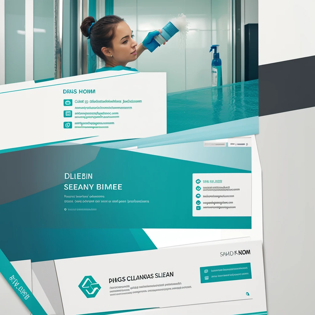 "Design a professional digital business card for a business selling cleaning products. Use fresh, clean colors like blue and green. Includes the company name, Logo, Representative&#39;s name, cargo, address, telephone, Email, and website. Add graphic elements related to cleaning, like bubbles, sponges or cleaning bottles."