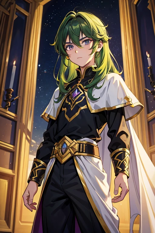 Prince Kael of the empire of Novaria. Appearance: AGE: Kael is six years old, and its appearance reflects a mixture of fragility and surprising strength. hair: His hair is dark green, It is smooth and falls messily around your face, highlighting his dark eyes. eyes: Kael's eyes are black. His often lost gaze. face: Kael's face is pale and thin. Complexion: Kael is thin and small for his age, with apparent fragility due to lack of adequate care during its early years.