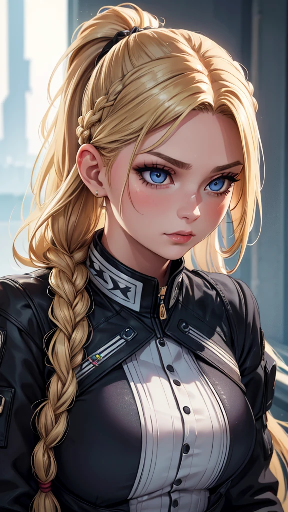 (8k, masterpiece), ultra high resolution, (realistic, photo-realistic), Melissa Joan Hart, police costume, in the amusement park, giving a cute and sexy smile, delicate face, detailed skin, realistic skin details, visible pores,
