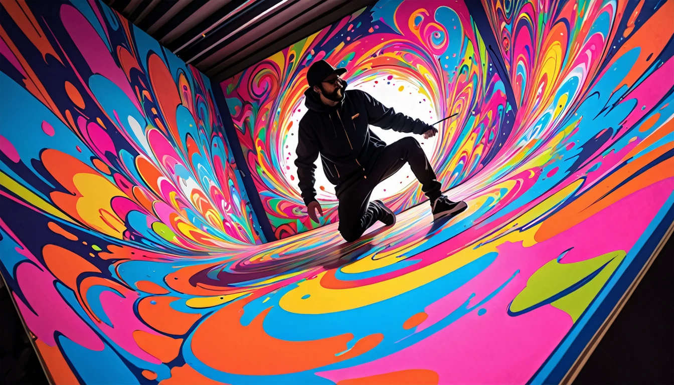Rose,(((Energetic))) Abstract Painting, 2D flat decorative sketch, psychedelic, nice, nice, nice, Pop-up Art, silhouette, Fully covered in neon paint, I drew, Dynamic Dutch Angle