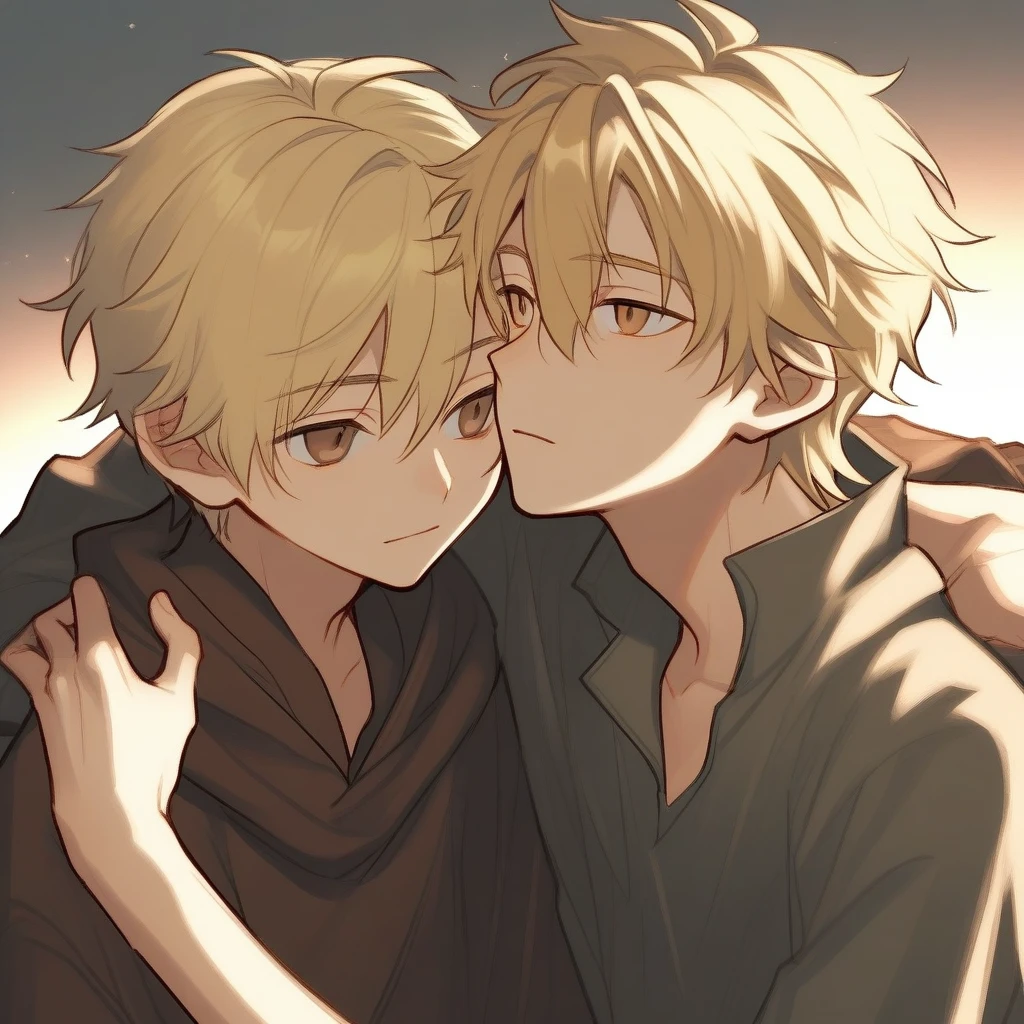 Mikael is a 14 years old boy, he has neck-length blond hair that are often messy, giving him a carefree, slightly rebellious look. His hair frames his face falling into his eyes. He has warm brown eyes that convey a depth of emotion, often hinting at his sensitivity, he is 5'4".