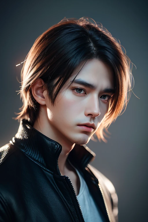 (best quality digital art digital illustration 4k high resolution beautiful image hyper-detailed image perfect lines soft lighting night environment smooth zoom perfect face) (1:1 photorealistic) (neutral colors hdr 1.4) (anime style) an adult 25 year old man (expressionless perfect detailed face) medium black hair modern clothes dystopia