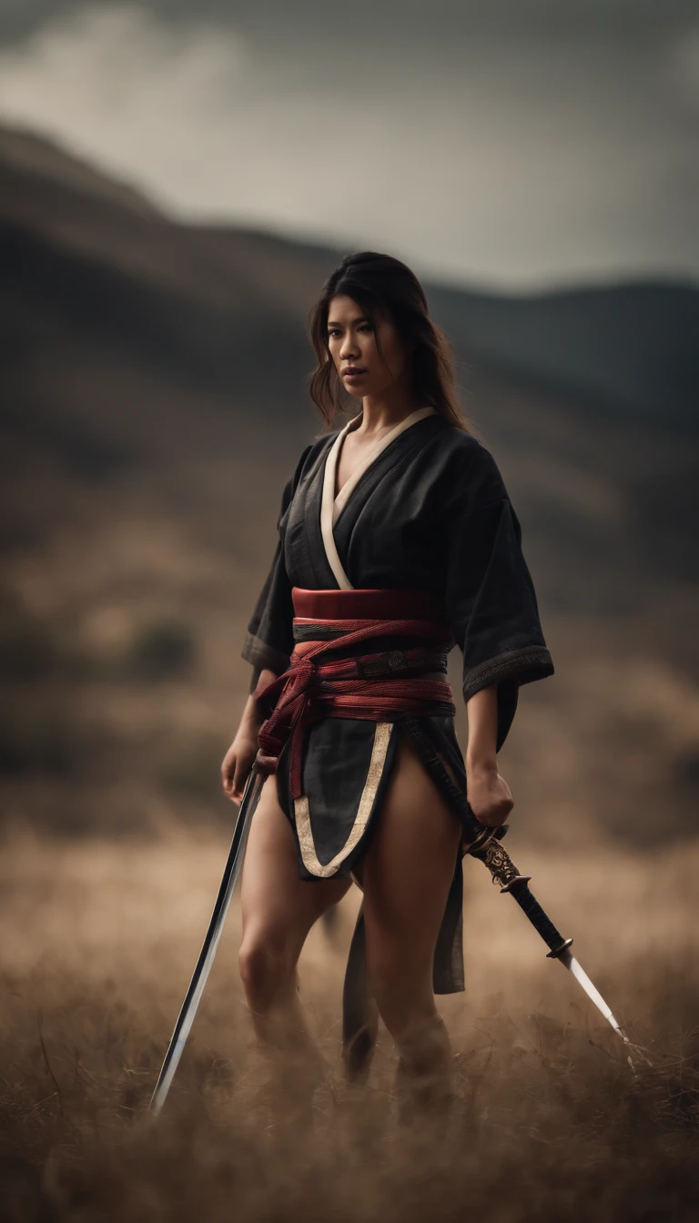 Samurai Swordsman　woman　In underwear　Full body sexy underwear　Full body sexy