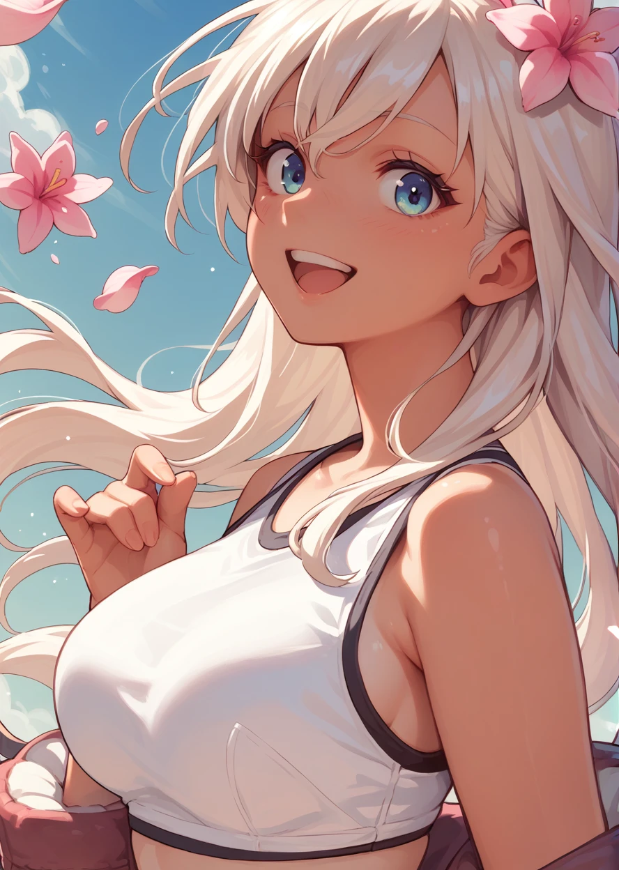score 9, score 8 up, score 7 up, score anime, rating questionable,
detailed background, shiny skin,
ro500,
upper body, smile, open mouth,large breasts, anime