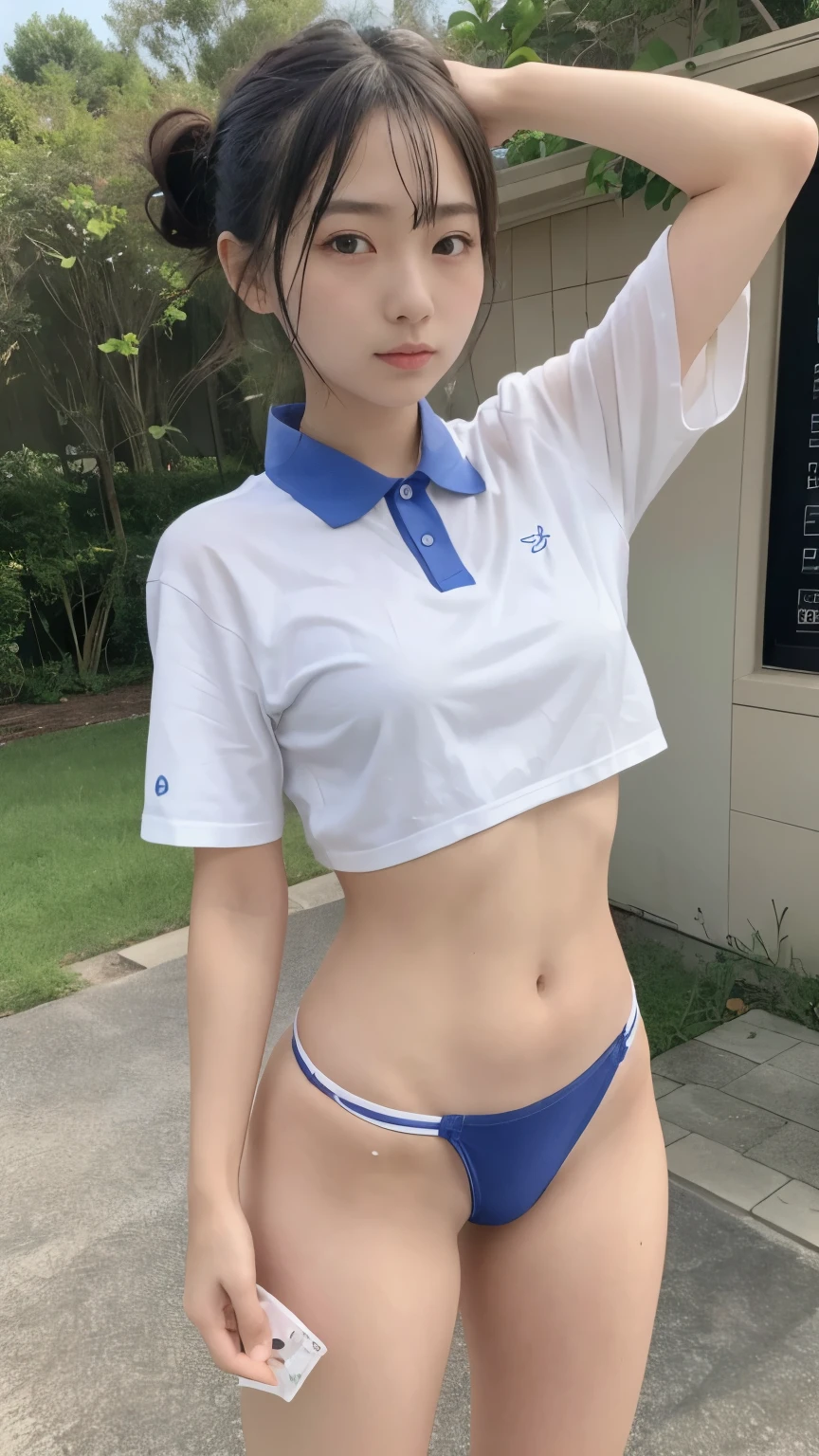 best quality, masterpiece, Ultra-high resolution, original photo, (lifelike:1.4), 1 girl, Detailed face, Cowboy shooting, exist (Blue collar white tight shirt, Tight high-cut blue sports shorts,White and transparent),exist学校厕所里,躺exist充满水的浴缸里,躺exist充满水的浴缸里,legs spread,legs spread,The turbulent posture,The turbulent posture,Large Breasts, protrude, protrude,protrude,Unbuttoned clothes,,All clothes are soaked through, All clothes are soaked through, Wet clothes cling to the body, Wet clothes cling to the body, (Yao Liu:1.2), Tie your hair into a bun,Tie your hair into a bun, Bokeh, beautiful lightexistg, model posexistg, Perfect body,Pretty face,Beautiful -yeld giPull up to show underwear,legs spread,There is a sticky liquid flowing down the inside of the leg,The front of my pants is soaked,Transparent underwear,The small seam below is recessed,Water leaks out from the cracks,Soaked underwear,Upper front of hip,Exposure