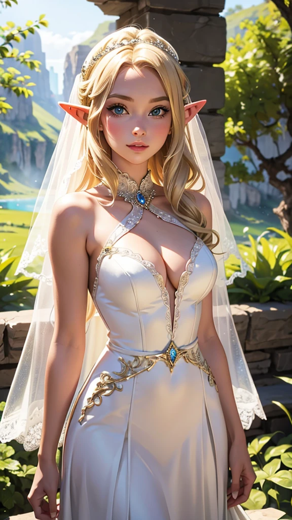 Blonde,Elf,valley,Wedding dress