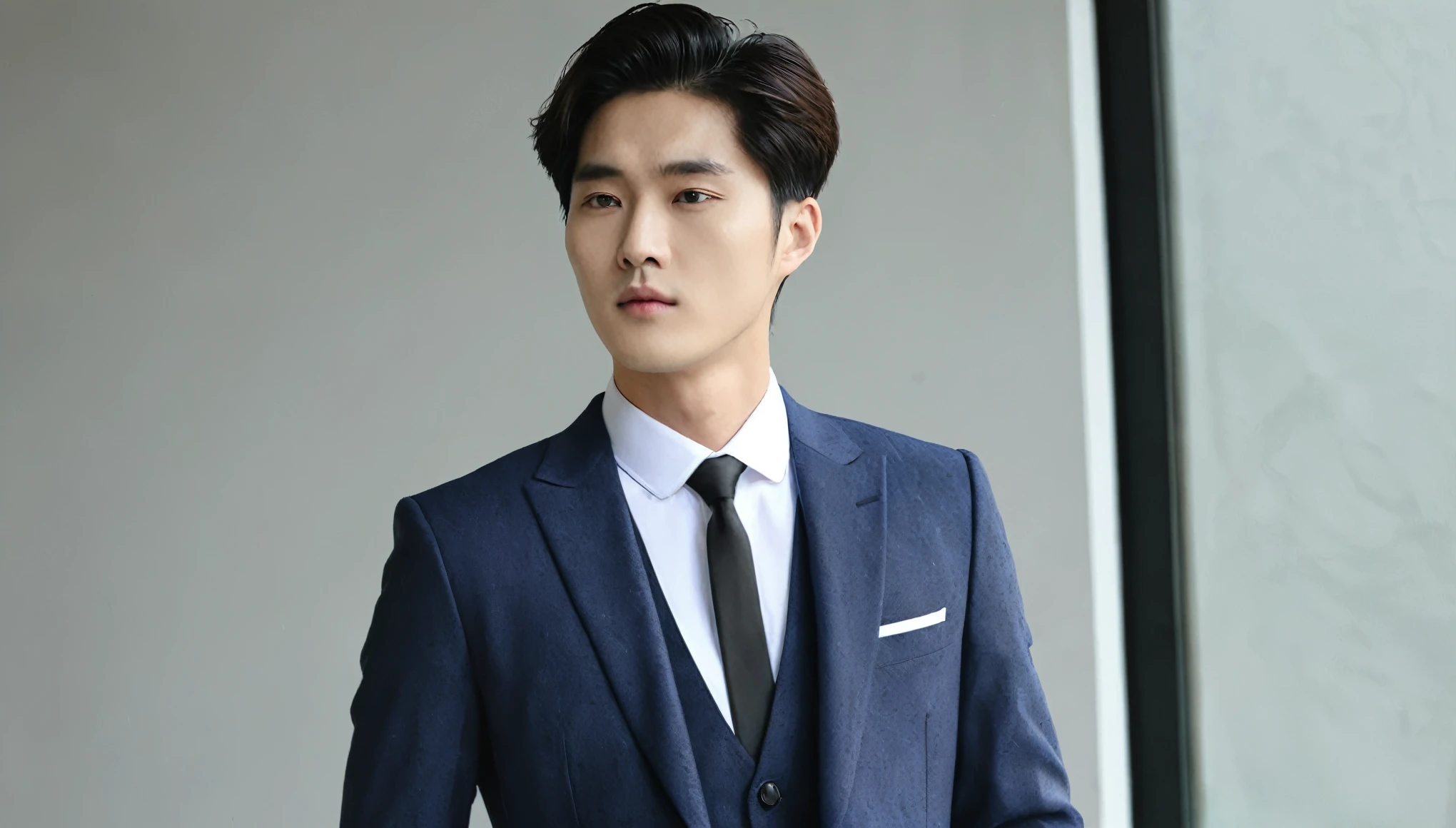 25 year old korean man with elegant suit 