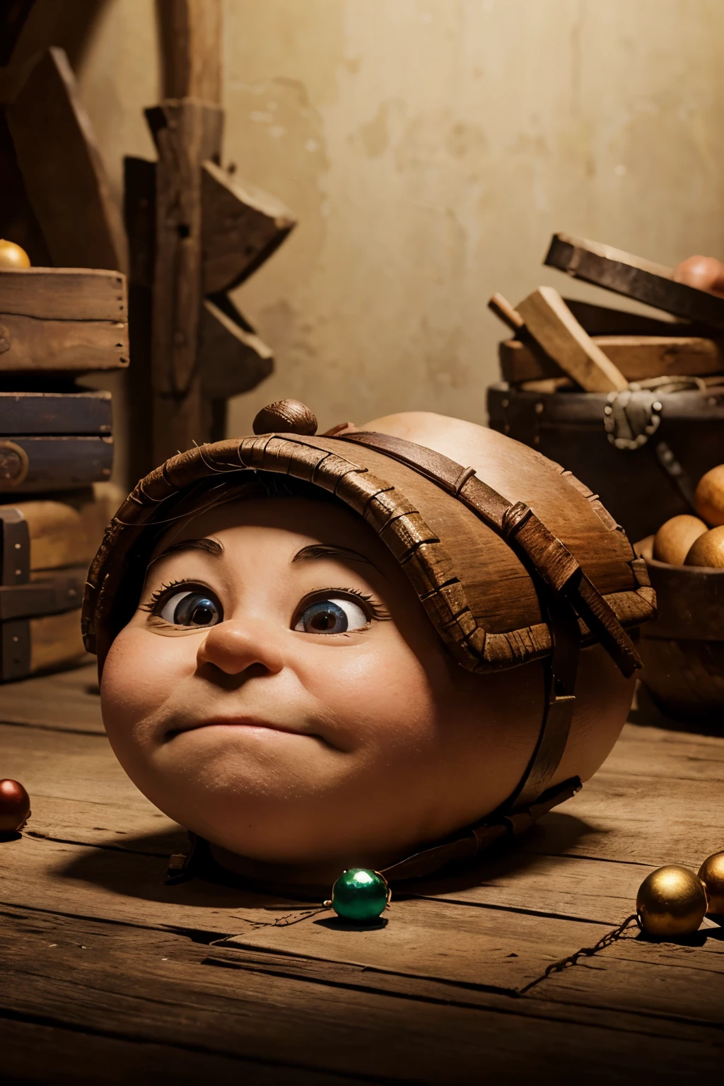 Create an image over the title, the seven dwarfs and the lost jewel, The image must be clear and a little realistic without losing the caricature shape of the characters