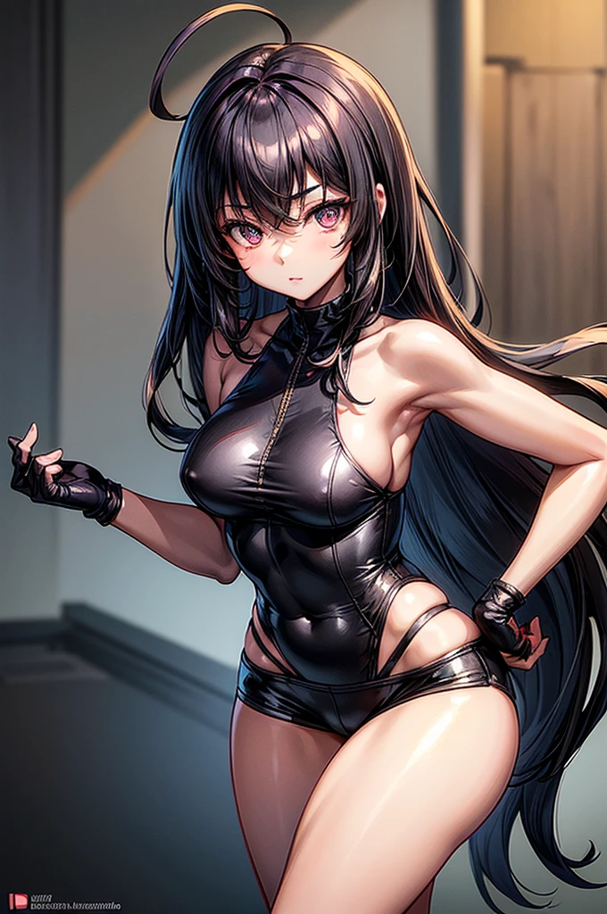 ((highest quality)),(ultra high resolution),(Super detailed), (best work of art), (ung girl:1.5), beautiful and well-shaped face:1.5,(Beautiful skin with precise and detailed depiction:1.6),(sports bra and waist band nylon shorts ),gorgeous, masterpiece, best quality, high-resolution, finely detailed, extremely detailed and beautiful, distinct-image, hourglass figure,, 1 girl, 18 year old teen, solo, sharp facial features, oval shaped face. cherry red lips,. velvet-colored eyes, C-cup breasts, tall height(175cm), slim curves, toned body type, flowing waist length ink-black dark violet-black hair, small narrow waist, long and slender legs, curvy wide hips, modern athletic setting, lightly tanned white skin