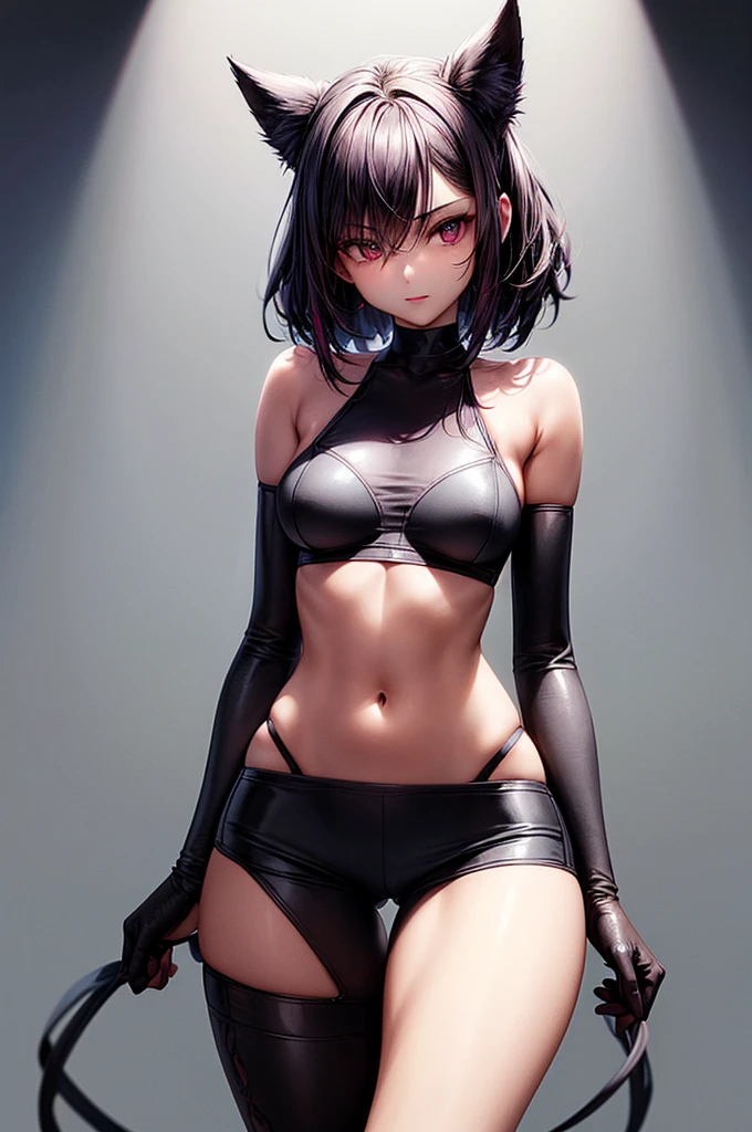((highest quality)),(ultra high resolution),(Super detailed), (best work of art), (ung girl:1.5), beautiful and well-shaped face:1.5,(Beautiful skin with precise and detailed depiction:1.6),(sports bra and waist band nylon shorts ),gorgeous, masterpiece, best quality, high-resolution, finely detailed, extremely detailed and beautiful, distinct-image, hourglass figure,, 1 girl, 18 year old teen, solo, sharp facial features, oval shaped face. cherry red lips,. velvet-colored eyes, C-cup breasts, tall height(175cm), slim curves, toned body type, flowing waist length ink-black dark violet hair, small narrow waist, long and slender legs, curvy wide hips, modern athletic setting, lightly tanned white skin