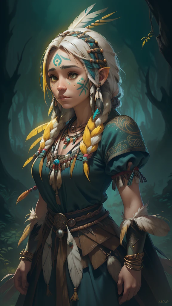 (La mejor calidad,A high resolution,Ultra - detallado,actual),Ariana Grande,(Native American:1.4) ,(vestimenta yellow native American :1.4), feather,hair ornaments,jewelry,necklace,Tribal,Head ornament,Bracelet,Face Paint,Braiding,bracelet, Wow_fast_no_Freezing_style, One girl in full growth,(Fondo Los pastizales y matorrales :1.4), (Fondo de ruinas de mazmorra en ruinas selva pradera :1.4 ), Epic Fantasy Art Style HD, 4K fantasy art, epic fantasy digital art style, epic fantasy art style, Fantasy Woman, epic fantasy art portrait, Epic fantasy style, hyperrealistic fantasy art, hd fantasy art, Epic fantasy character art, epic fantasy art, in style of dark fantasy art, epic fantasy digital art, (pose vaquero), (anatomía perfecta :1.4),( fondo bosque árboles grandes pradera :1.4), (plumas de native American :1.4)