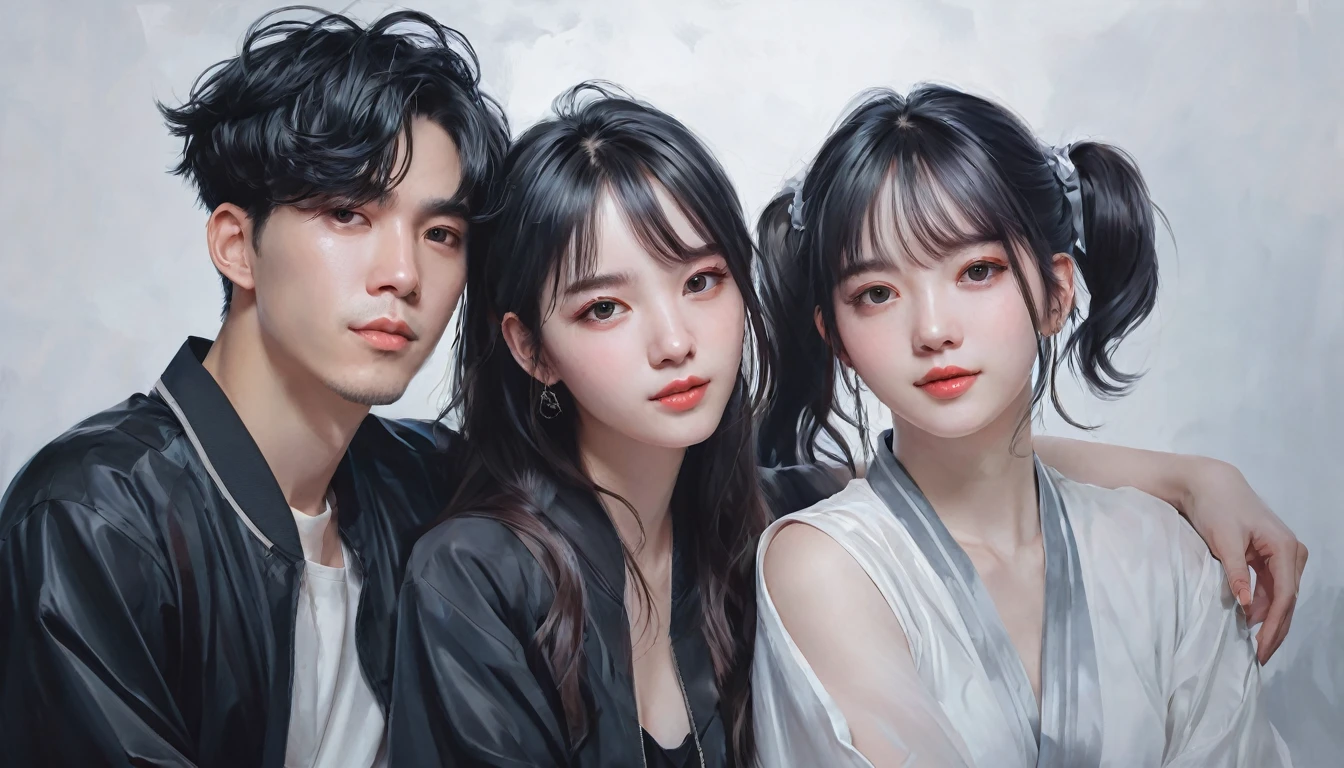 there are two people posing for a photo together., artwork in the style of guweiz, no art style by bowater, 由杨J, Wlop e Sakimichan, Ruan Jia e Artgerm, sakimichan and frank franzzeta, lovely couple, por Li Song, realism artstyle, by Ni Tian