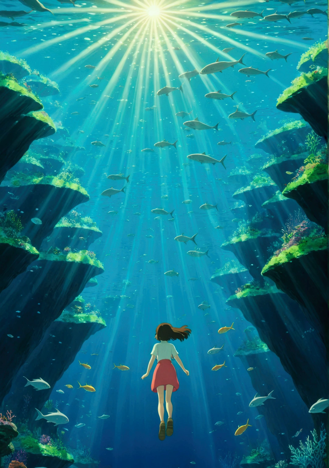 Ghibli summer deep sea beautiful Light
