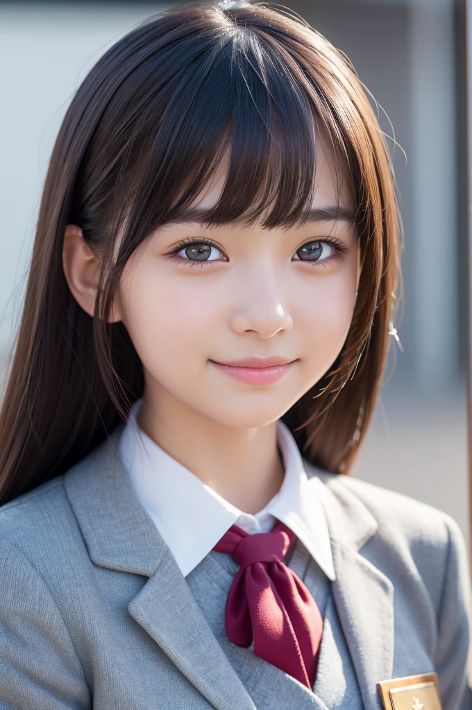 (RAW Photos:1.2), (Realistic:1.4), Cute Detailed Girl,smile, Very detailed eyes and face, Beautiful attention to detail, Very detailedな, High resolution, Very detailed, Highest quality, masterpiece, Kanna Hashimoto, ((Japanese high school girls uniform)), Very detailed, CG, Unified, 8k wallpaper, wonderful, The finer details, masterpiece, Highest quality, Very detailed CG uniform 8k wallpaper, Light on the face, Cinema Lighting, One girl, 12 years old, ((Dynamic pose))