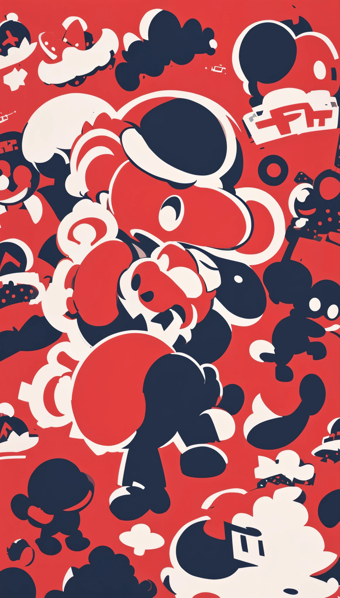 Mario Silhouette、nintendo、Solid red background