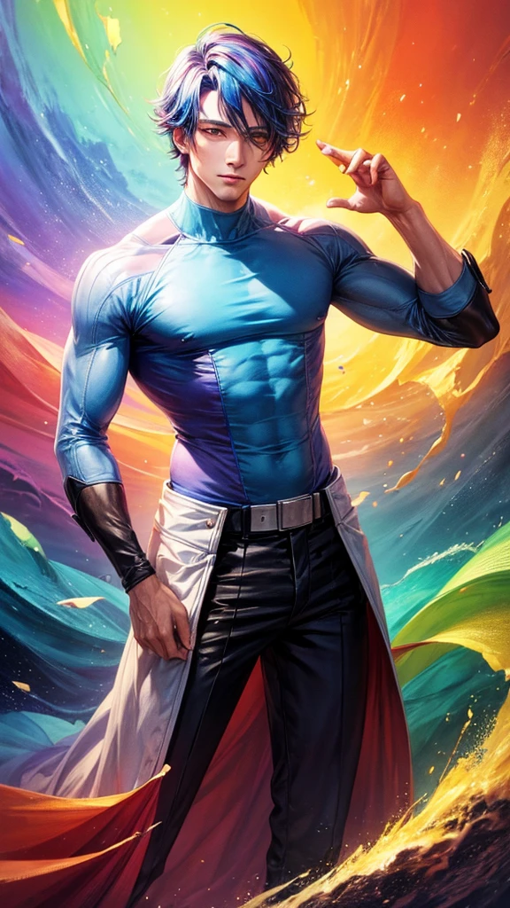 a man, technicolor, a pastel, rayonism