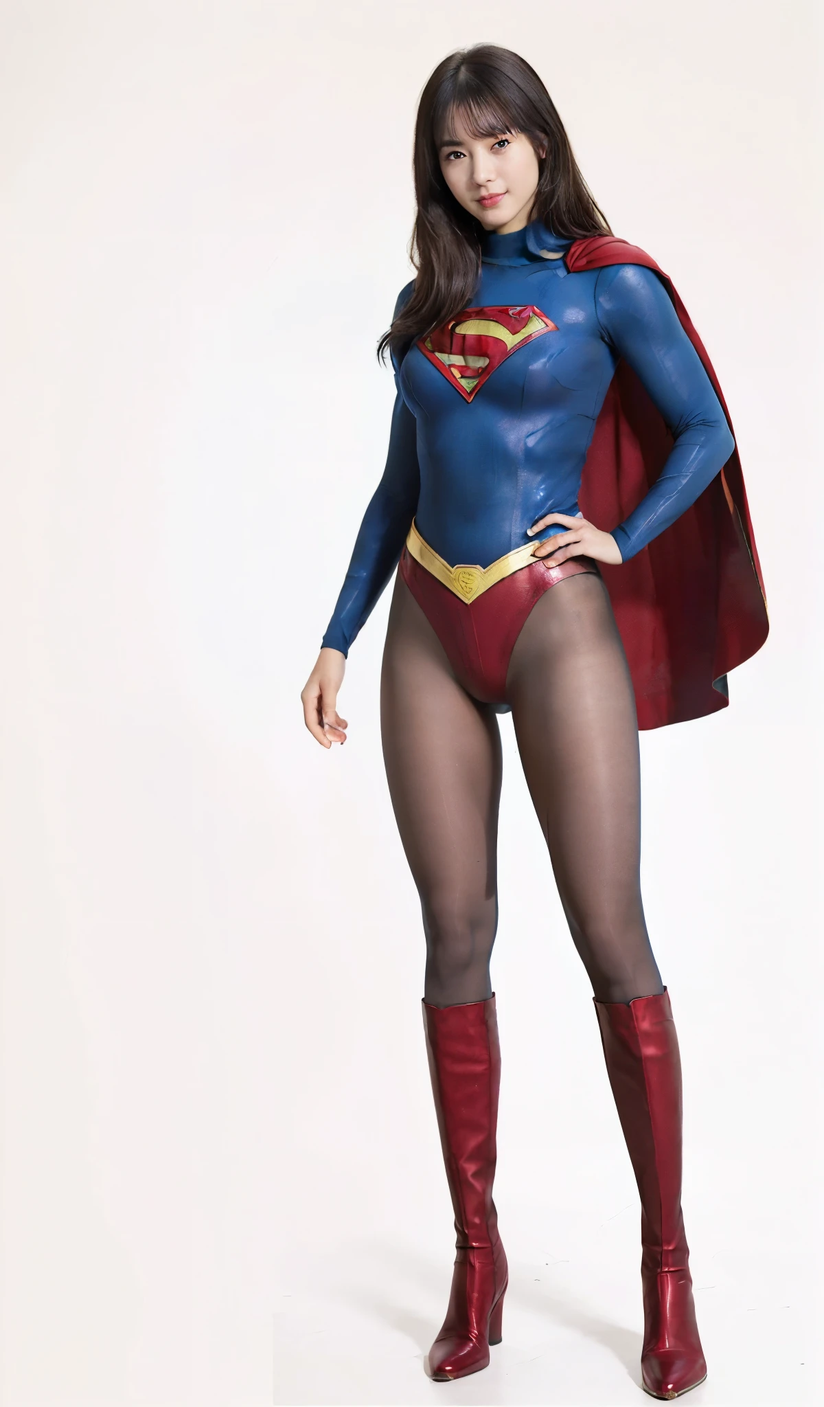 No background、(((Beautiful legs in black tights.)))、(((Legally express the beauty of your smile)))、((((Make the most of your original images)))、(((体にぴったりフィットするSupergirl Costume)))、(((Supergirl Costume)))、(((short and beautiful hair)))、(((suffering)))、(((Please wear black tights....、Wear red boots)))、((Best image quality、8k))、((Highest quality、8k、masterpiece:1.3))、(((Preserve background )))、Sharp focus:1.2、Beautiful woman with perfect figure:1.4、Slim Abs:1.2、Wet body:1.5、Highly detailed face and skin texture、8k