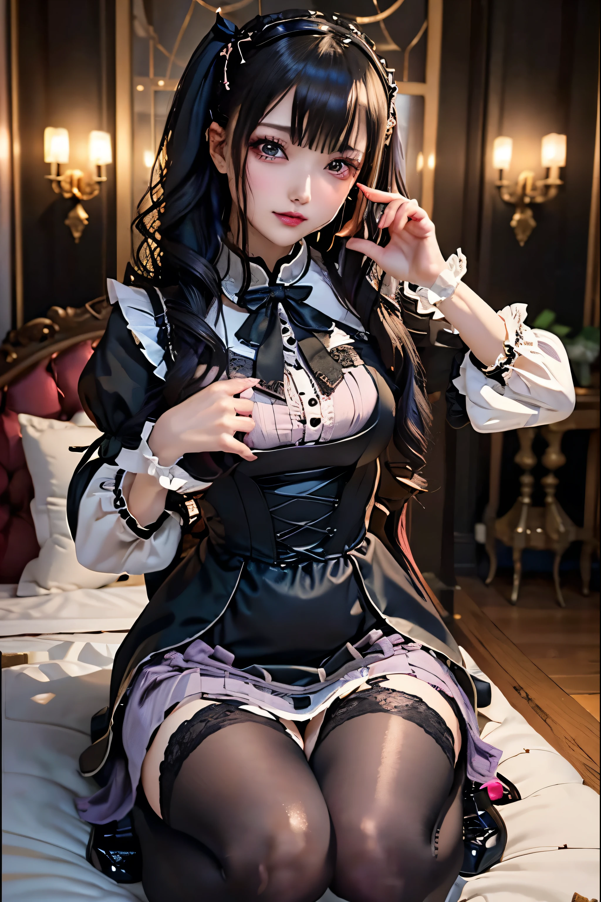 Hard Dark Gothic Makeup、Black dark eyeshadow、sad、Good skin radiance、Dark Gothicメイク、Dark smile、palace、The beauty of fragrance、24-years-old、Expressions of intense sexual pleasure、Embarrassed look、Dark Gothic、Highest quality、Expression of sexual pleasure without pain、Drunk face、Purple maid outfit、mysterious、noble、sexly、Loving smile、Twin tail hair、Right eye is blue、Left eye is red、Super tempting pose、Platform heel shoes、Heavy makeup、Gothic ta Clothing、Silver Hair、Long Hair Straight Hair、Cute Gothic Loliress、Beautiful Face、elegant face、Attractive face、Stained glass background、Chest glistening with sweat、The room is dark、goth long dress、Bell Sleeves、Wizard Sleeve、Decadent look、Sexually excited expression、Wet shiny thigh water、Thighs that are wet and shiny with oil、Background of a room full of roses、Sad look、Rose Maiden、The embroidery is pink、The dress has pink embroidery.。、Thigh-high socks、Knee-high socks、Gentle expression、Dark black eyeshadow、Stained glass and rose background、Thighs are a little thin、Female Duo、Female couple、dark church background、Stained glass、Black metal world、Dark Castle、Dark Room、Slender body、gothic long dress、Victorian dress、Small breasts、With a glass of wine in your right hand、With a lantern in his left hand、pantyhose、The bed is covered with roses、Her thighs are shining with sweat、My body is wet and shiny、There is a lot of glitter on the thighs、I am sweating、My thighs are sticky with sweat.、My thighs are glistening with sweat、My whole body is sweaty and shiny、I sweated a lot.。、My thighs are sweaty、My wet thighs are glistening with sweat.、There is a lot of sweat shining all over my body、Slender body、I rest my head on the pillow、Sleeping in bed、Beautiful legs、Outstretched legs、Lying in bed、Lying on your back in bed、The legs are quite thin、