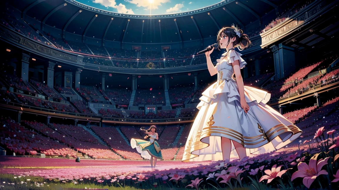 evening Opera House grassland sing woman dress Fantasy Singing