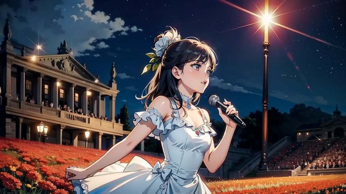 evening　Opera House　grassland　sing　woman　dress　Fantasy　Singing