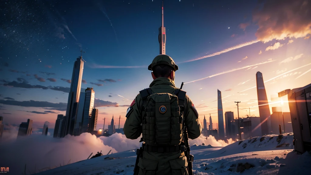 A SOLDIER IN INFINITE SPACE IN 3D AND HIGH RESOLUTION