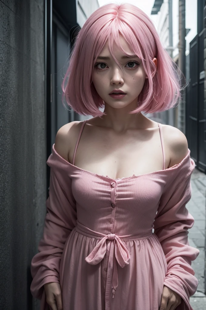 Pink hair woman horror movie