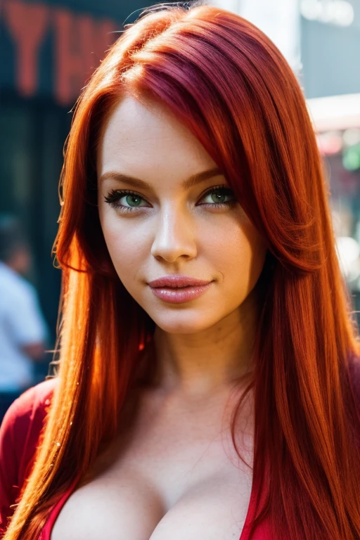 ,1 girl, Redhead, red hair, parted lips, shirt, cleavage,