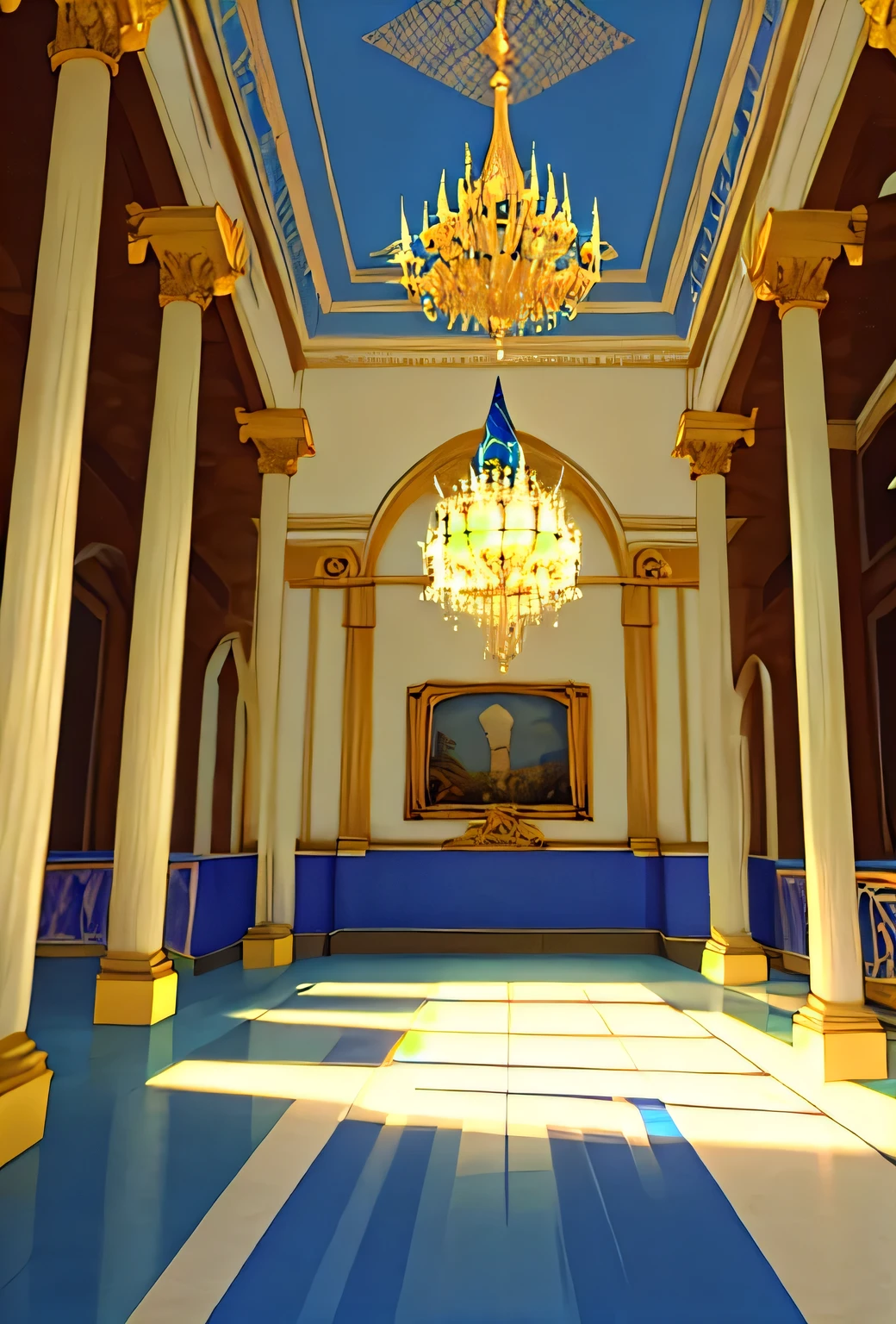 blue and yellow palace inside