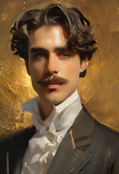 (sargent style )glamorous portrait of an incredibly handsome man, with stunning masculine features, incredibly beautiful picture...